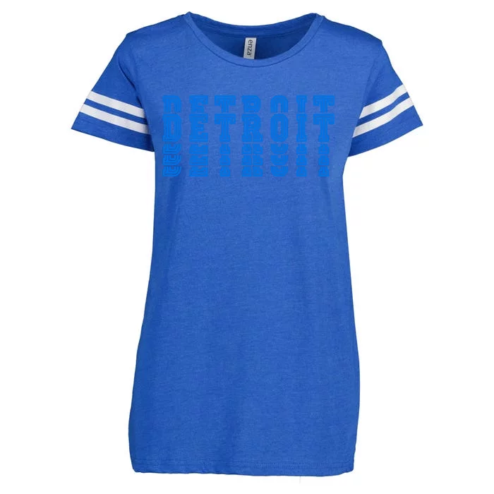 Detroit Honolulu Blue Stacked Enza Ladies Jersey Football T-Shirt