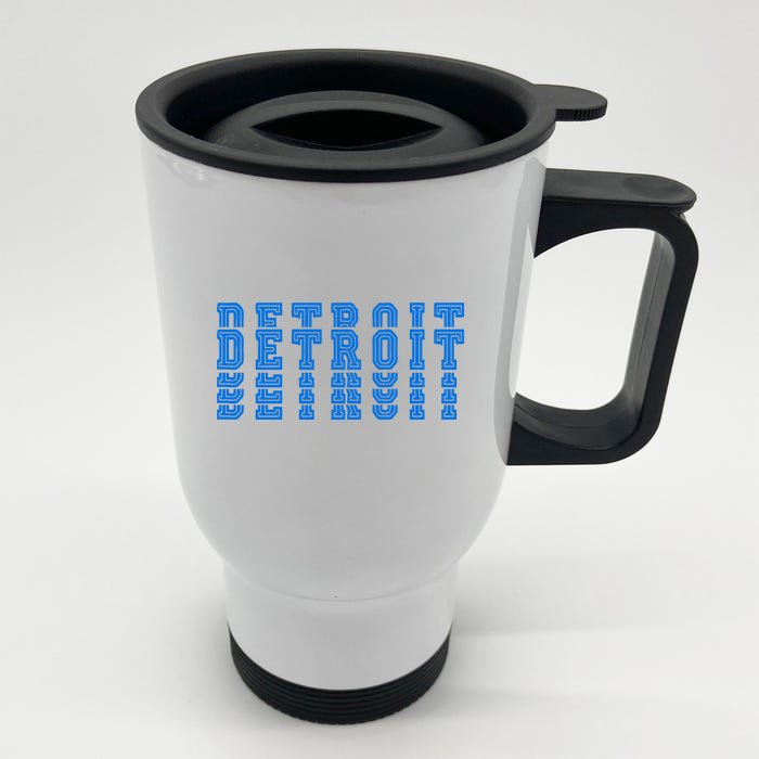 Detroit Honolulu Blue Stacked Front & Back Stainless Steel Travel Mug