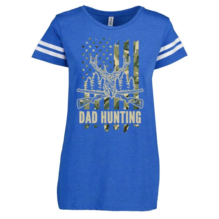 Dad Hunting Camouflage America Flag Deer Hunter Dad Meaningful Gift Enza Ladies Jersey Football T-Shirt