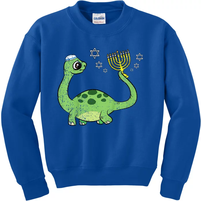 Dinosaur Hanukkah Chanukah Jewish Holiday Star Of David Kids Sweatshirt