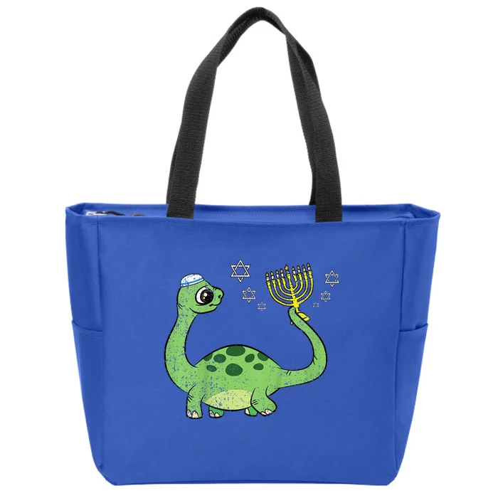 Dinosaur Hanukkah Chanukah Jewish Holiday Star Of David Zip Tote Bag