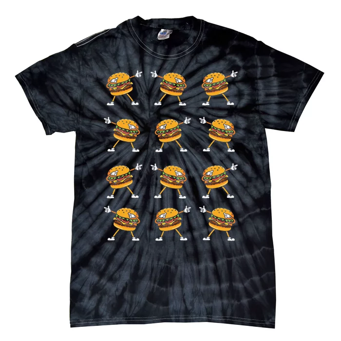 Dabbing Hamburger Cheeseburger Dancing Burger Lovers Cute Tie-Dye T-Shirt