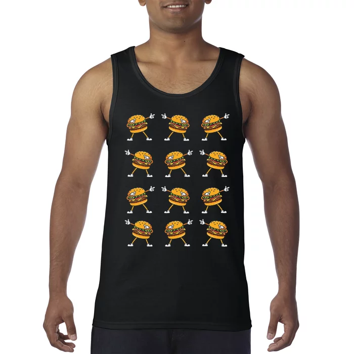 Dabbing Hamburger Cheeseburger Dancing Burger Lovers Cute Tank Top