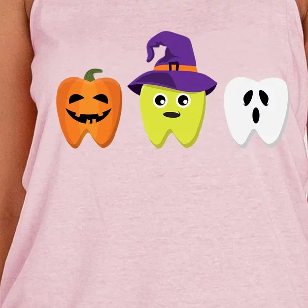 Dentist Halloween Costume Pumpkin Ghost Witch Tooth Doctor Gift Women's Knotted Racerback Tank