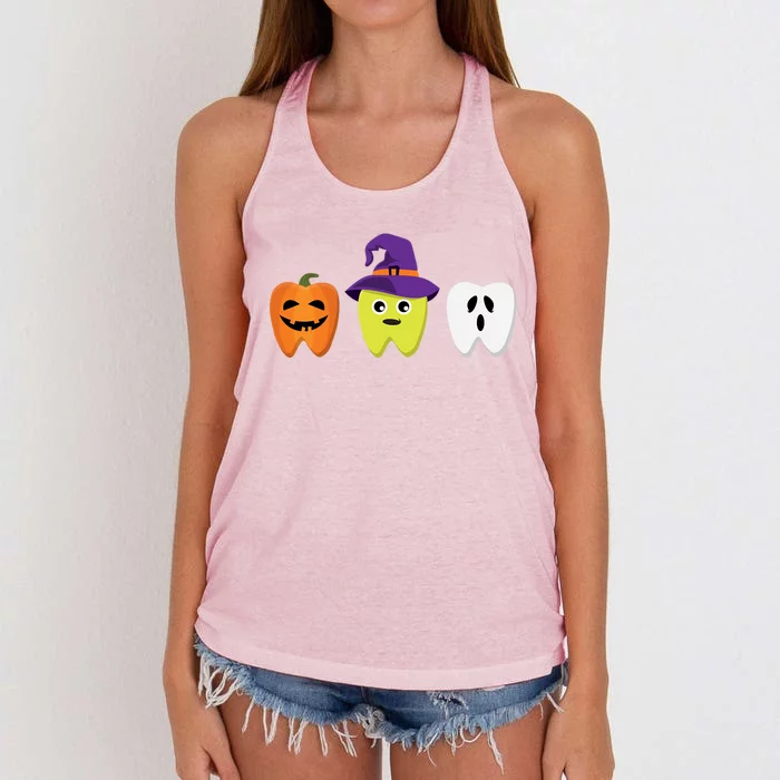 Dentist Halloween Costume Pumpkin Ghost Witch Tooth Doctor Gift Women's Knotted Racerback Tank