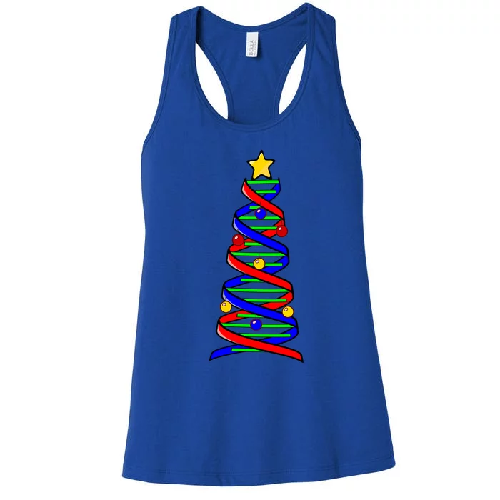 Dna Helix Christmas Tree Life Science Biology Teacher Gift Women's Racerback Tank