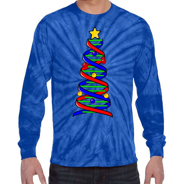 Dna Helix Christmas Tree Life Science Biology Teacher Gift Tie-Dye Long Sleeve Shirt