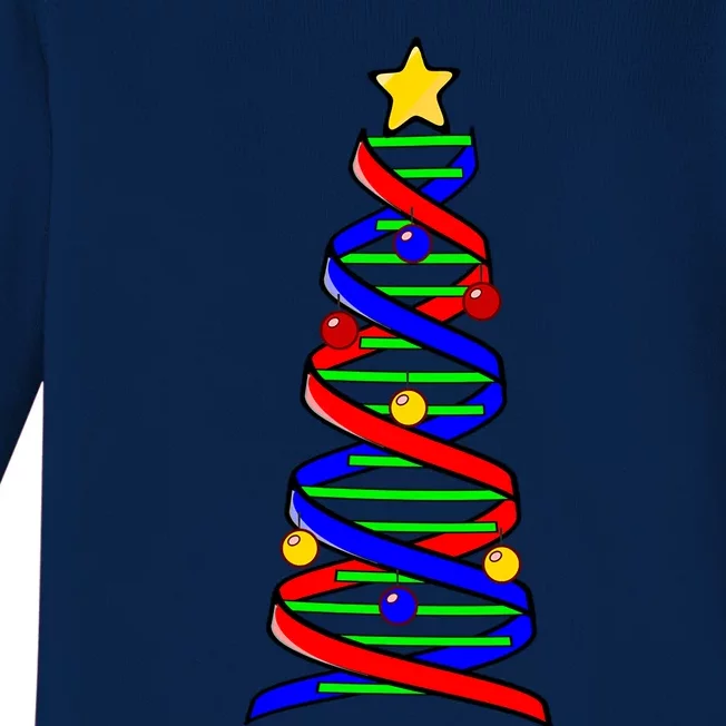 Dna Helix Christmas Tree Life Science Biology Teacher Gift Baby Long Sleeve Bodysuit