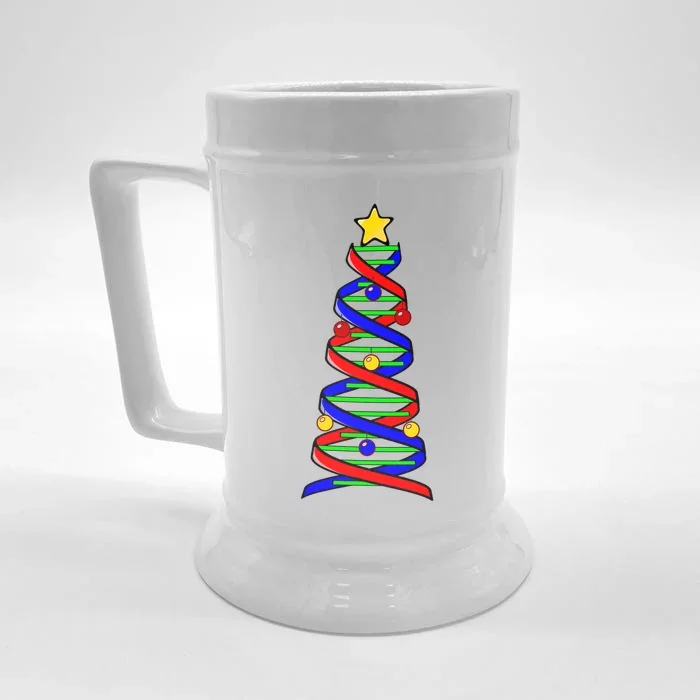 Dna Helix Christmas Tree Life Science Biology Teacher Gift Front & Back Beer Stein