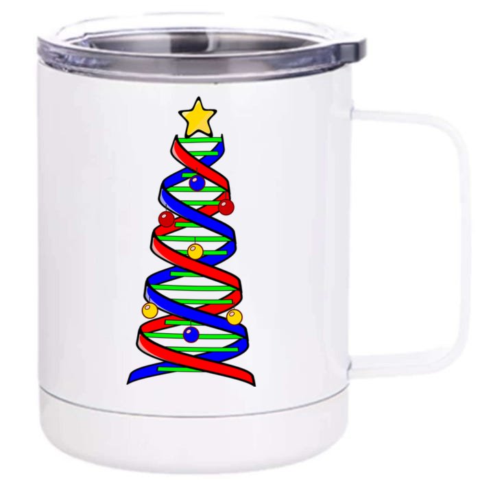 Dna Helix Christmas Tree Life Science Biology Teacher Gift Front & Back 12oz Stainless Steel Tumbler Cup