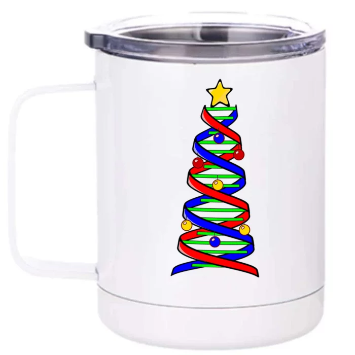 Dna Helix Christmas Tree Life Science Biology Teacher Gift Front & Back 12oz Stainless Steel Tumbler Cup