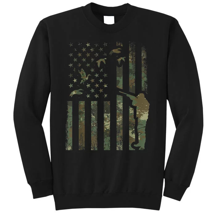 Duck Hunting Camo Men Camouflage Hunter American Flag Sweatshirt