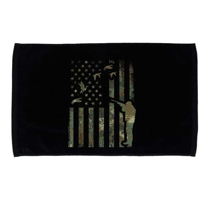 Duck Hunting Camo Men Camouflage Hunter American Flag Microfiber Hand Towel