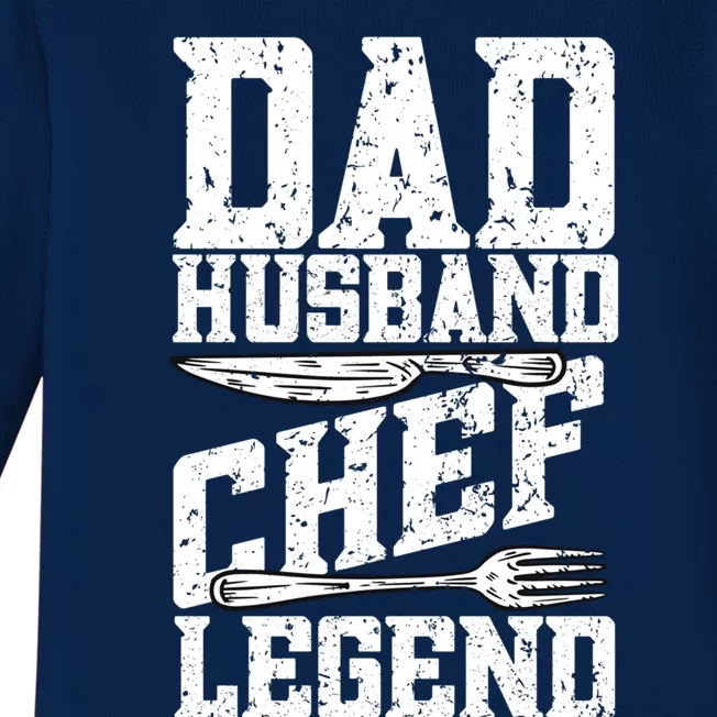 Dad Husband Chef Legend Cook Cooking Funny Chef Gift Baby Long Sleeve Bodysuit