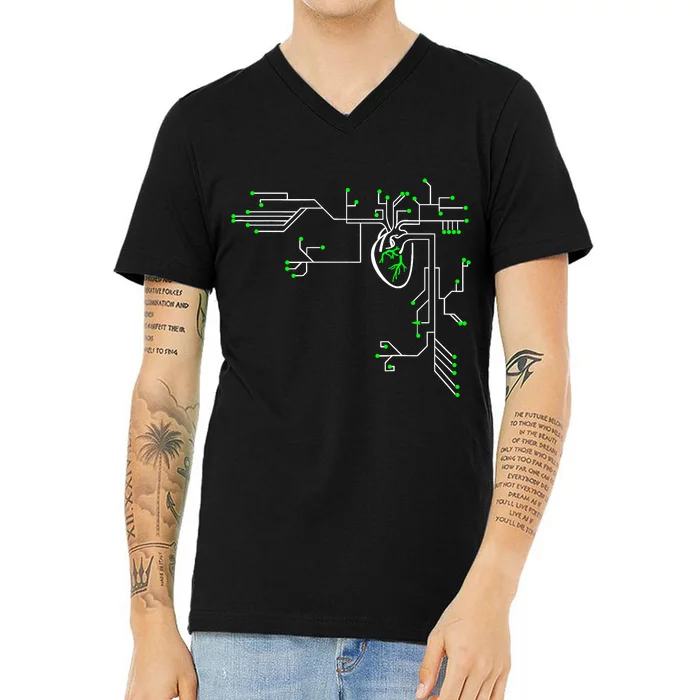 Digital Heart Computer Chip Circuit Electronics Geek V-Neck T-Shirt