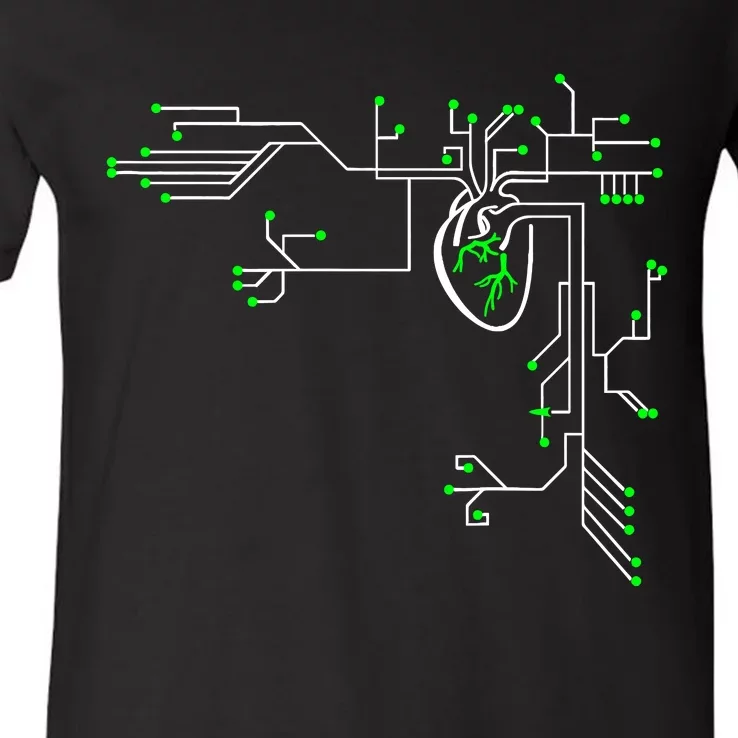 Digital Heart Computer Chip Circuit Electronics Geek V-Neck T-Shirt