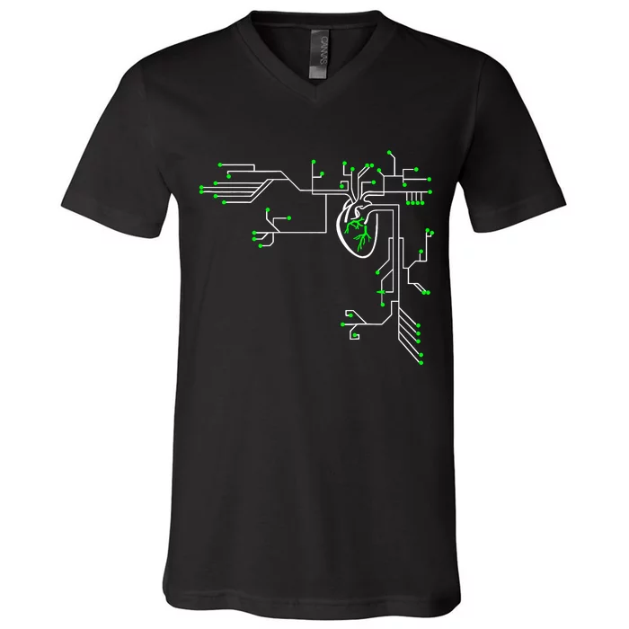 Digital Heart Computer Chip Circuit Electronics Geek V-Neck T-Shirt