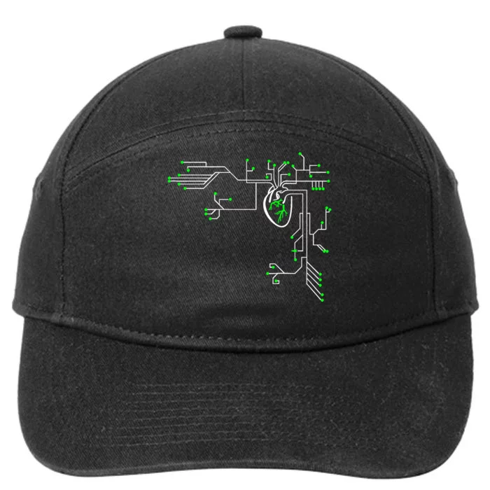 Digital Heart Computer Chip Circuit Electronics Geek 7-Panel Snapback Hat