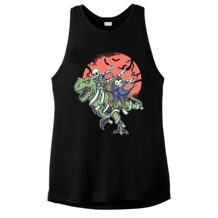 Dabbing Halloween Characters Ladies Tri-Blend Wicking Tank