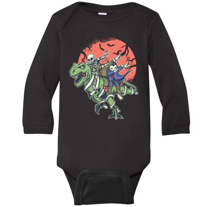 Dabbing Halloween Characters Baby Long Sleeve Bodysuit