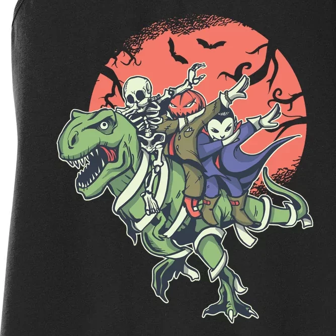 Dabbing Halloween Characters Women's Racerback Tank