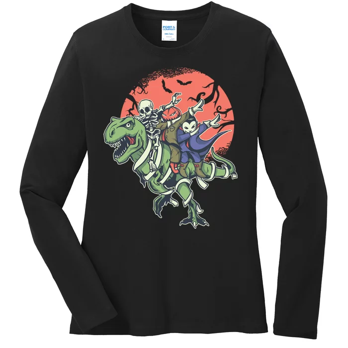 Dabbing Halloween Characters Ladies Long Sleeve Shirt