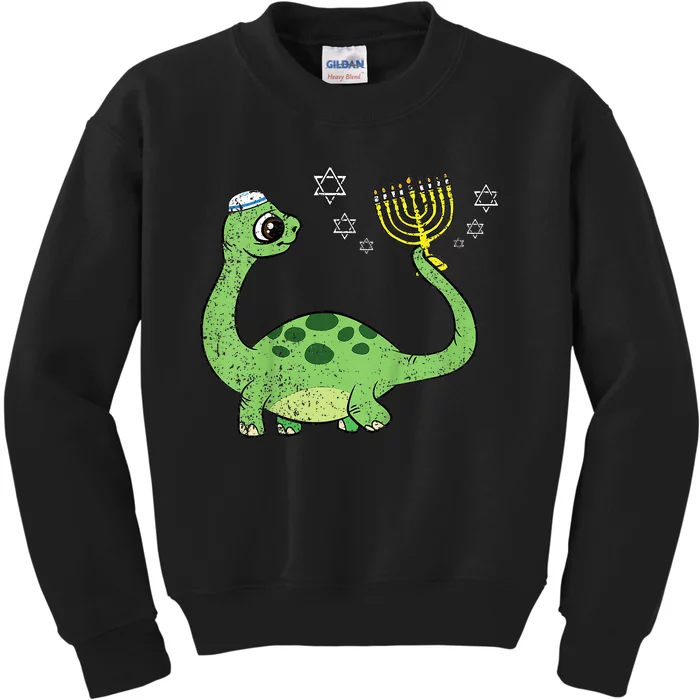 Dinosaur Hanukkah Chanukah Jewish Holiday Star Of David Kids Sweatshirt