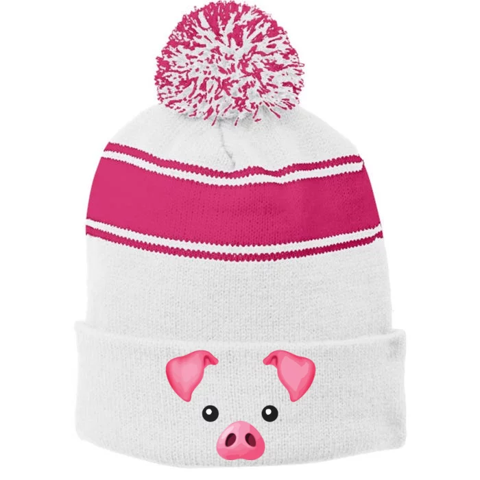 DIY Halloween Costume Pink Pig Costume Stripe Pom Pom Beanie