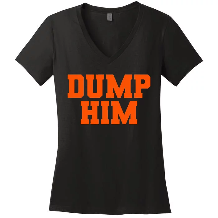 Dump Him Co. WoS Funny Antiboyfriend Blue Classic Fit Crew Neck Women's V-Neck T-Shirt