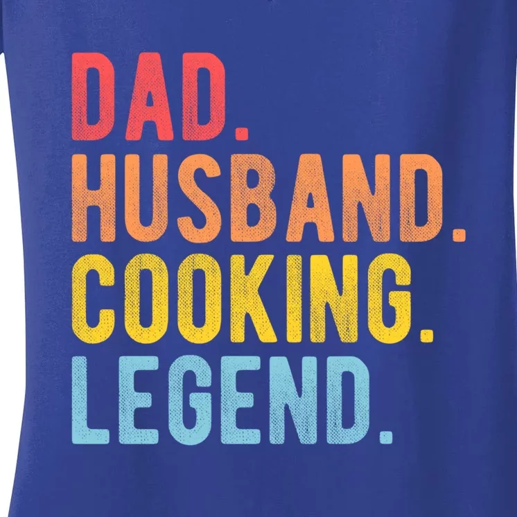 Dad Husband Cooking Legend Retro Chef Dad Gift Women's V-Neck T-Shirt