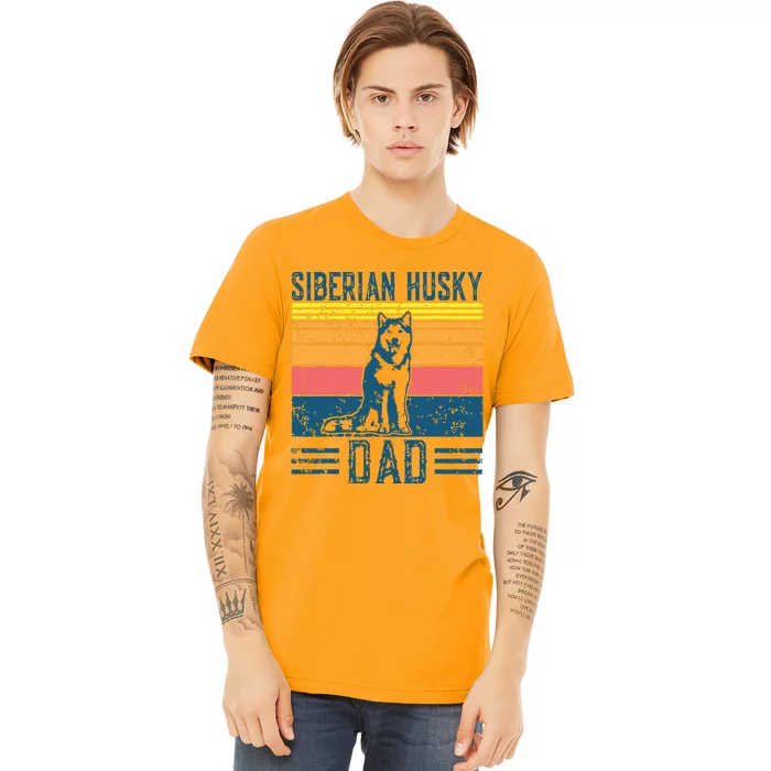 Dog Husky Dad Vintage Siberian Husky Dad Premium T-Shirt