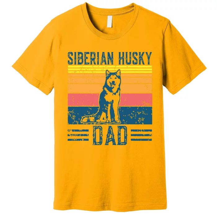 Dog Husky Dad Vintage Siberian Husky Dad Premium T-Shirt