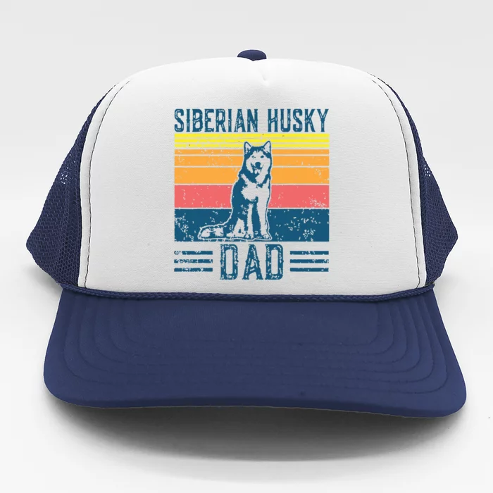 Dog Husky Dad Vintage Siberian Husky Dad Trucker Hat