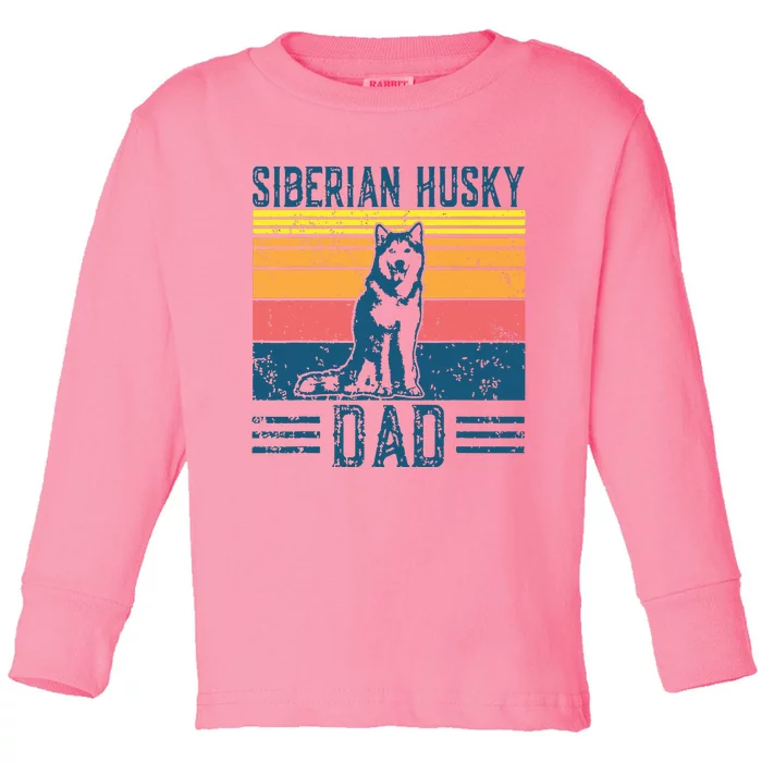 Dog Husky Dad Vintage Siberian Husky Dad Toddler Long Sleeve Shirt