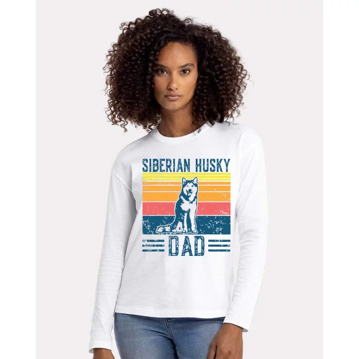 Dog Husky Dad Vintage Siberian Husky Dad Womens Cotton Relaxed Long Sleeve T-Shirt