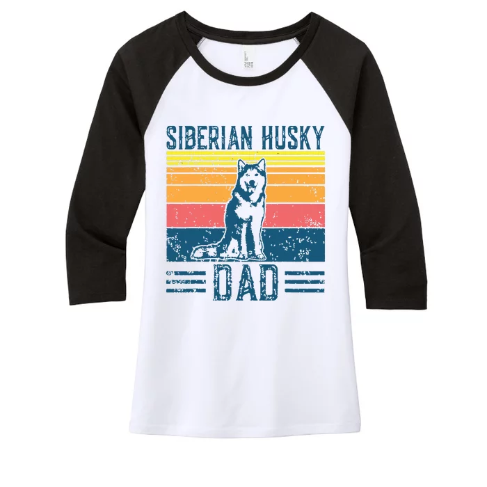 Dog Husky Dad Vintage Siberian Husky Dad Women's Tri-Blend 3/4-Sleeve Raglan Shirt