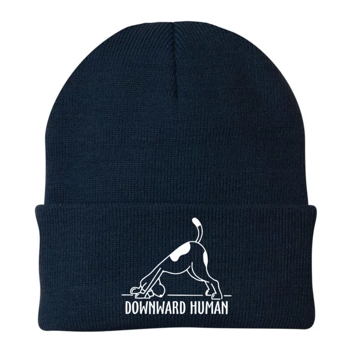 Downward Hu Dog Funny Yoga Workout Dog Lover Gift Knit Cap Winter Beanie