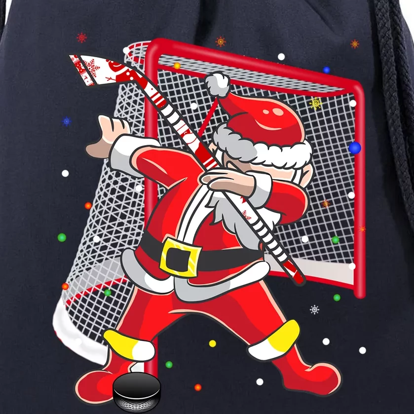 Dabbing Hockey Dabbing Santa Christmas Holiday Hockey Gift Drawstring Bag