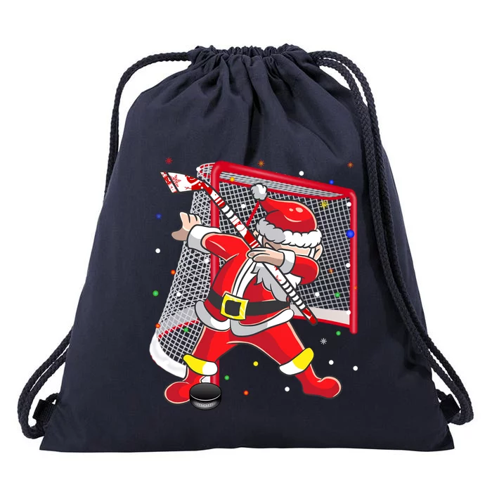 Dabbing Hockey Dabbing Santa Christmas Holiday Hockey Gift Drawstring Bag