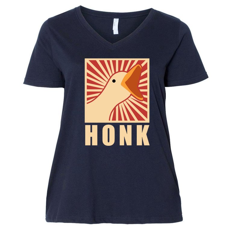 Duck Honk Women's V-Neck Plus Size T-Shirt