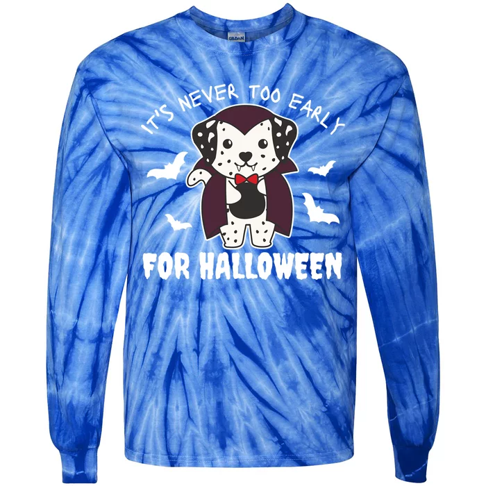 Dalmatian Halloween Dogs Cute Bat Vampire Halloween Gift Tie-Dye Long Sleeve Shirt