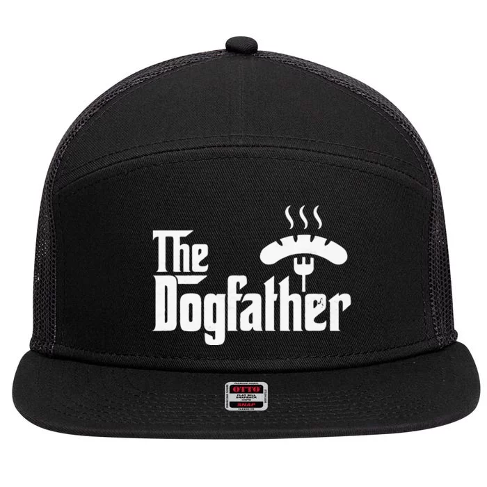 Dogfather Hot Dog Papa Bbq Grilling Grill Daddy 7 Panel Mesh Trucker Snapback Hat