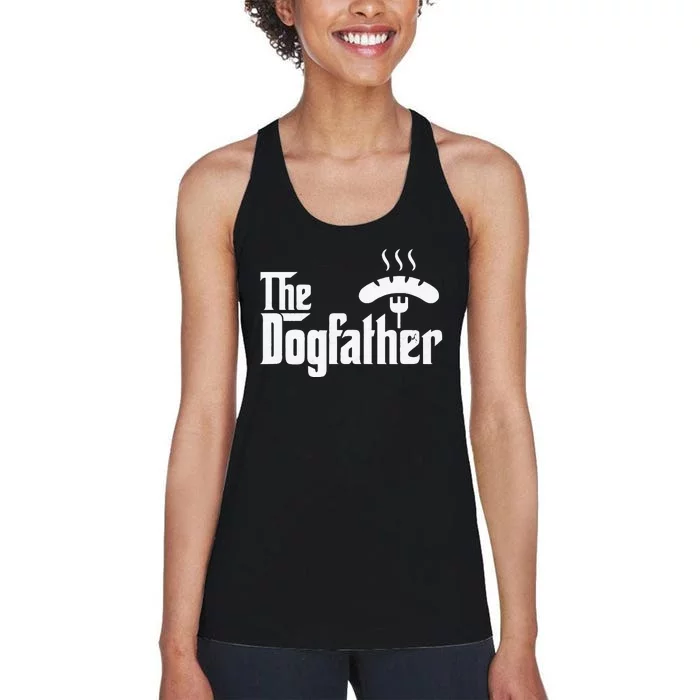 Dogfather Hot Dog Papa Bbq Grilling Grill Daddy Women's Racerback Tank