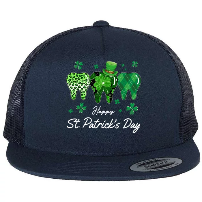 Dental Hygienist Dentist Teeth Lucky Clover St Patricks Day Cute Gift Flat Bill Trucker Hat