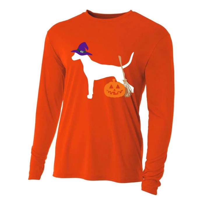 Dalmatian Halloween Dog Wearing Witch Hat Gift Cooling Performance Long Sleeve Crew