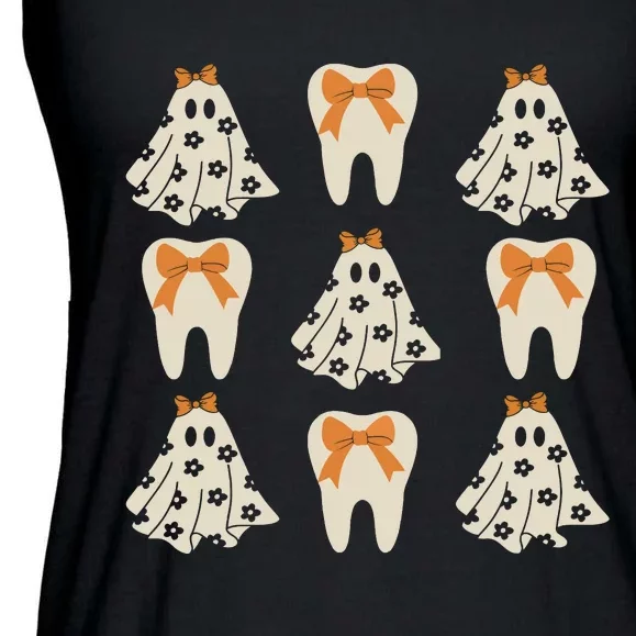 Dental Halloween Dentist Cute Ghoul Ghost Ladies Essential Flowy Tank