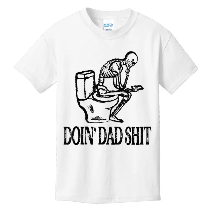 Doing Hot Dad Shits Funny Fathers Day Skeleton Kids T-Shirt