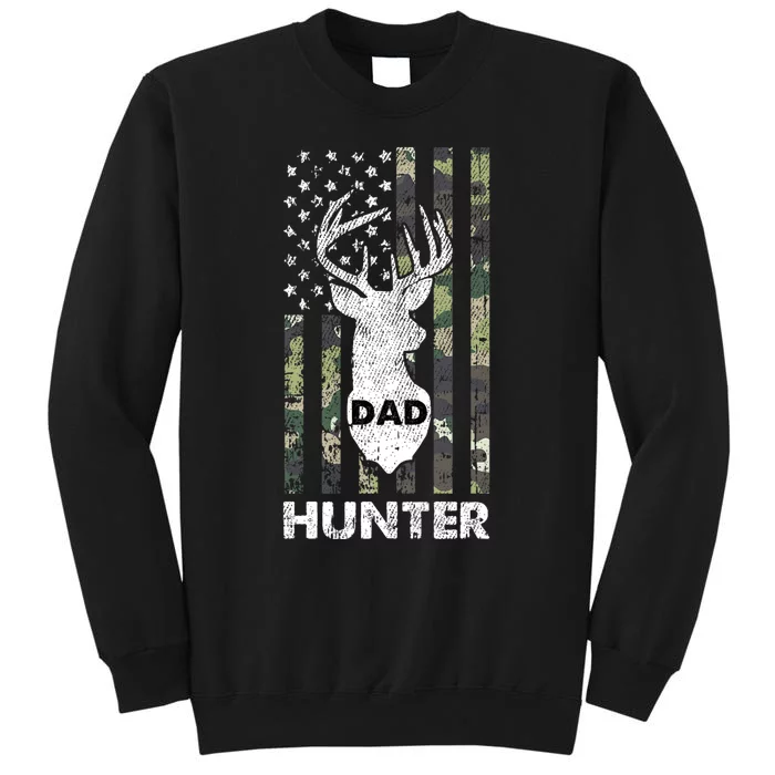 Deer Hunter Dad Cool Hunting American Flag Camo Stripes Papa Sweatshirt