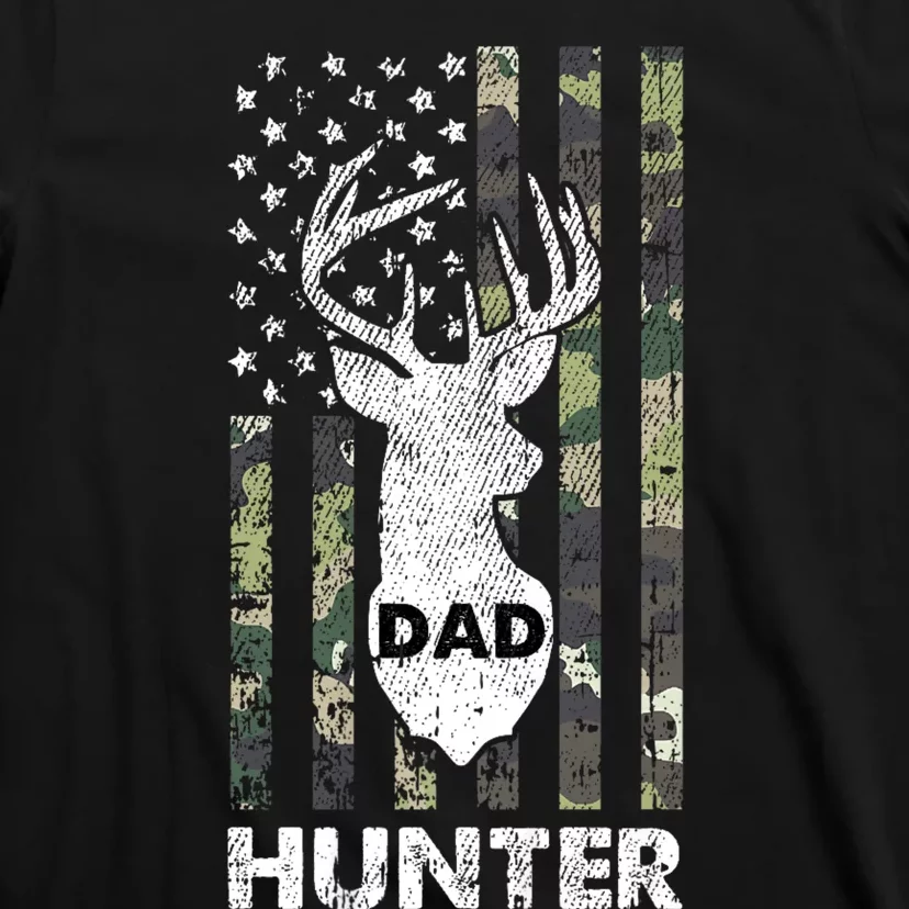 Deer Hunter Dad Cool Hunting American Flag Camo Stripes Papa T-Shirt