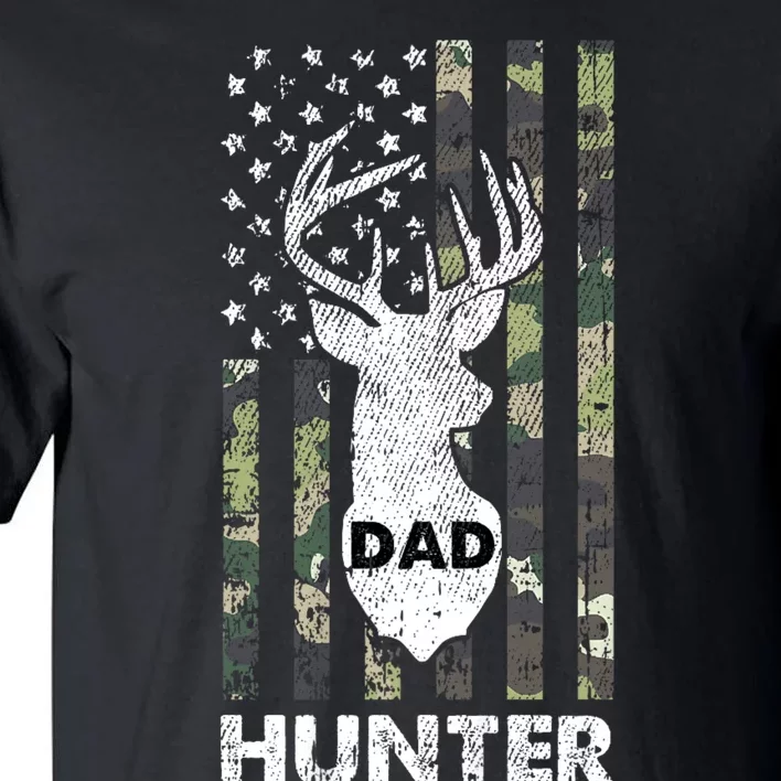 Deer Hunter Dad Cool Hunting American Flag Camo Stripes Papa Tall T-Shirt